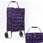 Two Wheeled Folding Shopping Cart with Tartan Patterns INC85008